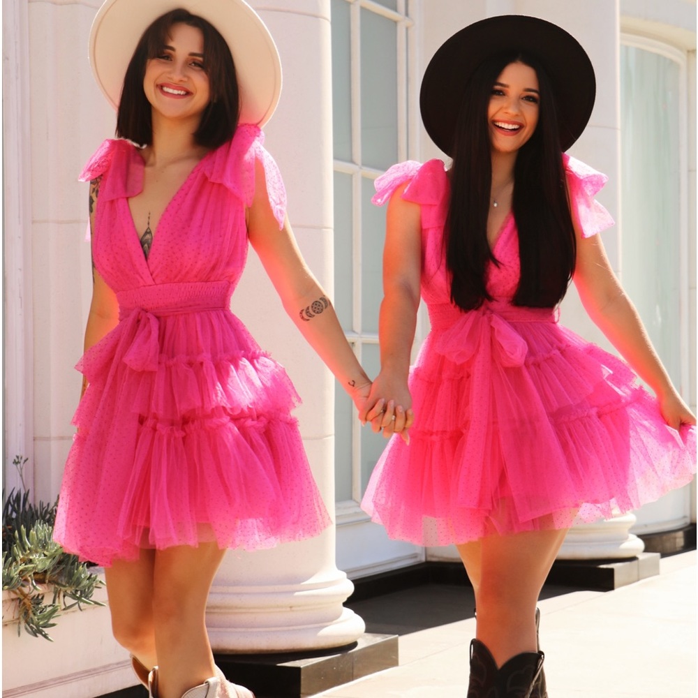*SOLD OUT* Hot Pink Puff Dress - Picture 2 of 5